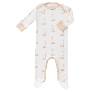 fresk pyjama met voet lange mouwen wit perzik zwaan organische bio katoen gots