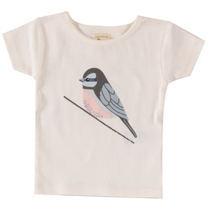 Pigeon Organics T-shirt birds vogel grijs wit roze licht blauw korte mouwen zacht organische bio katoen gots
