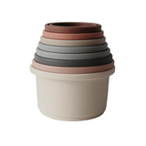 Mushie stapelbare potjes bekers cups pastel kleuren wit ecu roze blauw roest grijs 