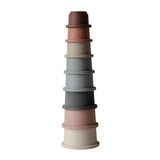Mushie stapelbare potjes bekers cups pastel wit roze blauw roest beige
